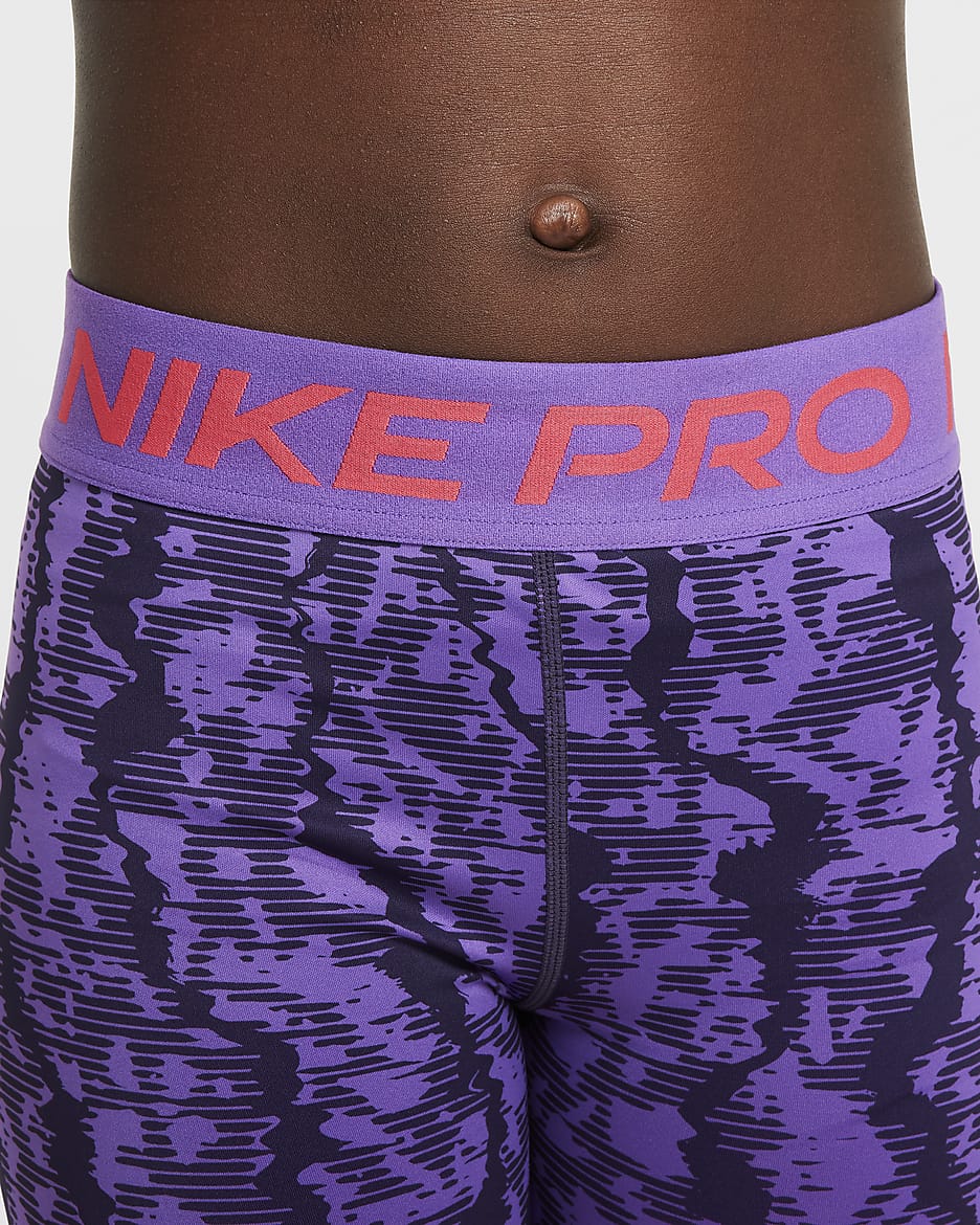 Nike Pro Girls' Dri-FIT 7.5cm (approx.) Shorts - Dark Raisin/Black Raspberry/Aster Pink