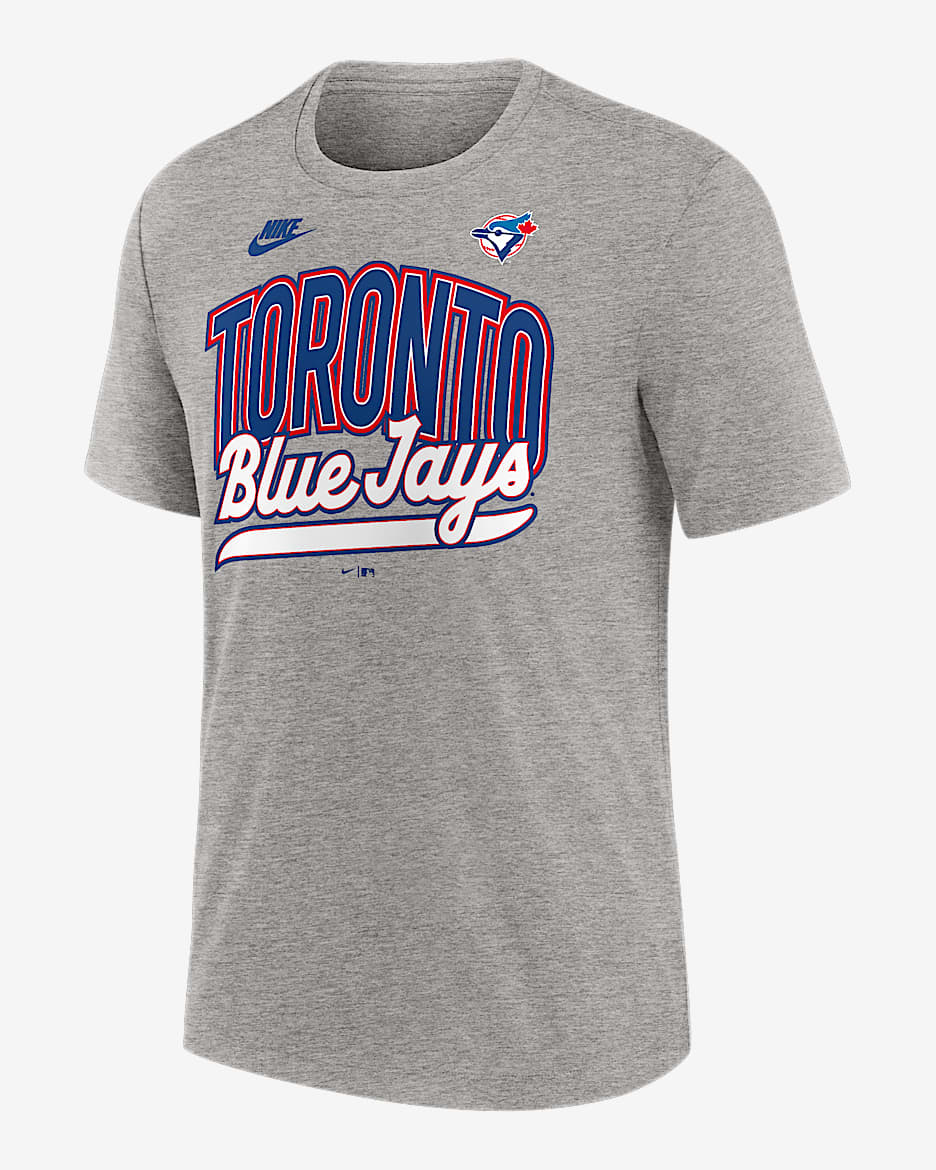 Playera Nike de la MLB para hombre Toronto Blue Jays Cooperstown Retro - Gris jaspeado