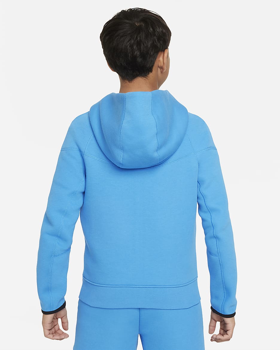 Mikina Nike Sportswear Tech Fleece s kapucí a dlouhým zipem pro větší děti (chlapce) - Light Photo Blue/Černá/Černá