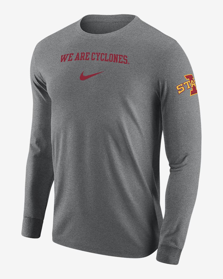 Iowa State Men's Nike College Long-Sleeve T-Shirt - Dark Grey Heather