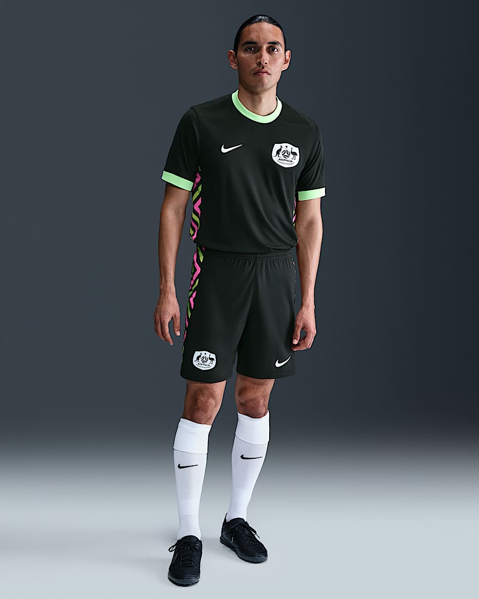Australia 2025 Stadium Men's Nike Dri-FIT Football Secondary Replica Shorts - Night Forest/White