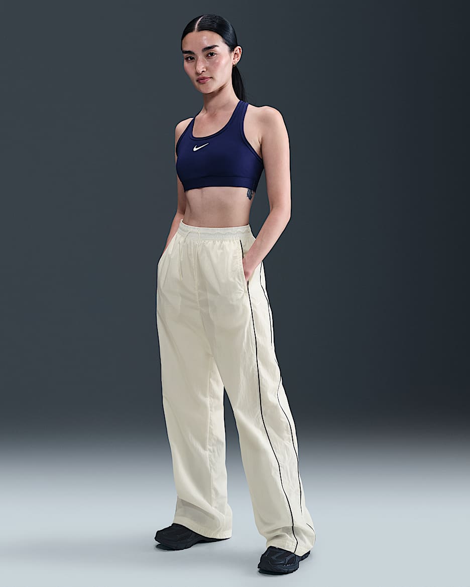 Nike Windrunner Women's High-Waisted Woven Open-Hem Pants - Sail/Midnight Navy/Black