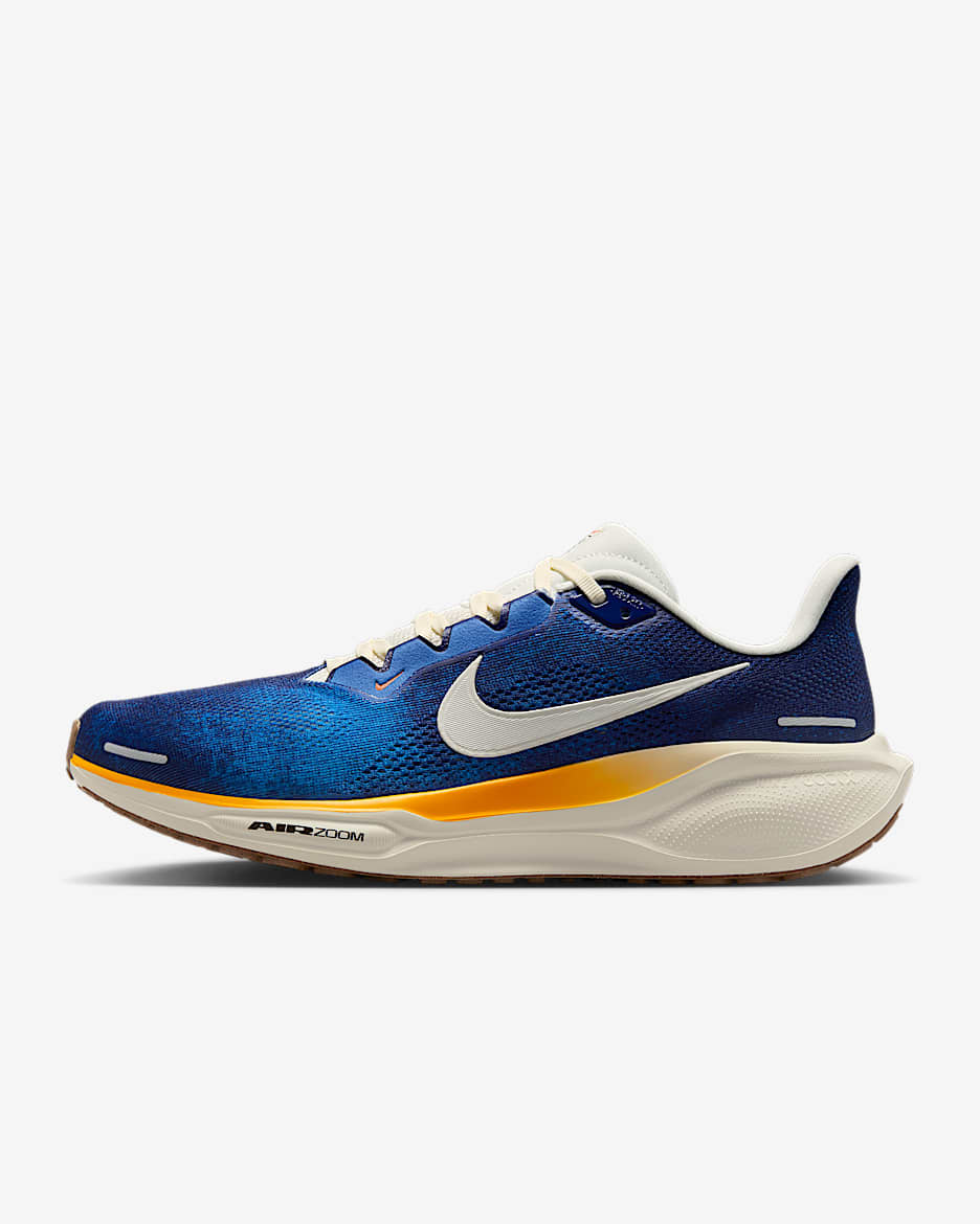 Nike Pegasus 41 Men's Road Running Shoes - Blue Void/Metallic Gold/Orange Blaze/Sail