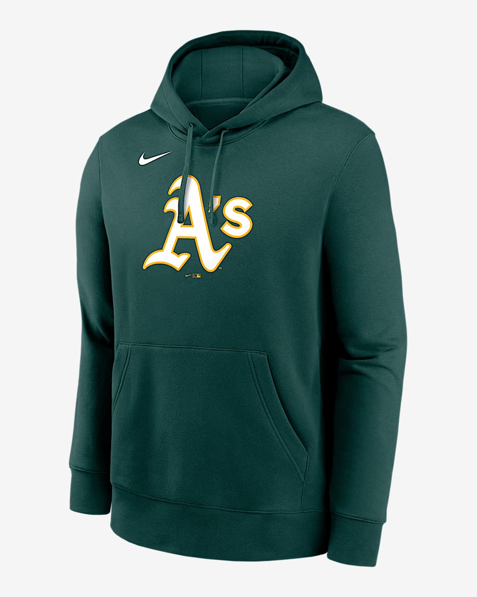 Sudadera con gorro sin cierre Nike de la MLB para hombre Athletics Logo Club - Verde