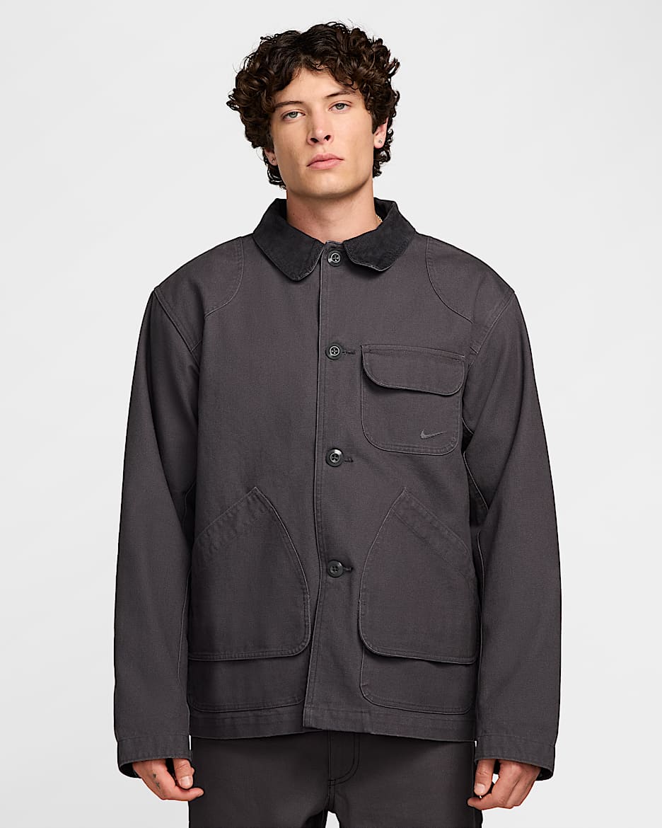 Nike Life Chamarra tipo granero con forro de franela para hombre - Antracita/Antracita