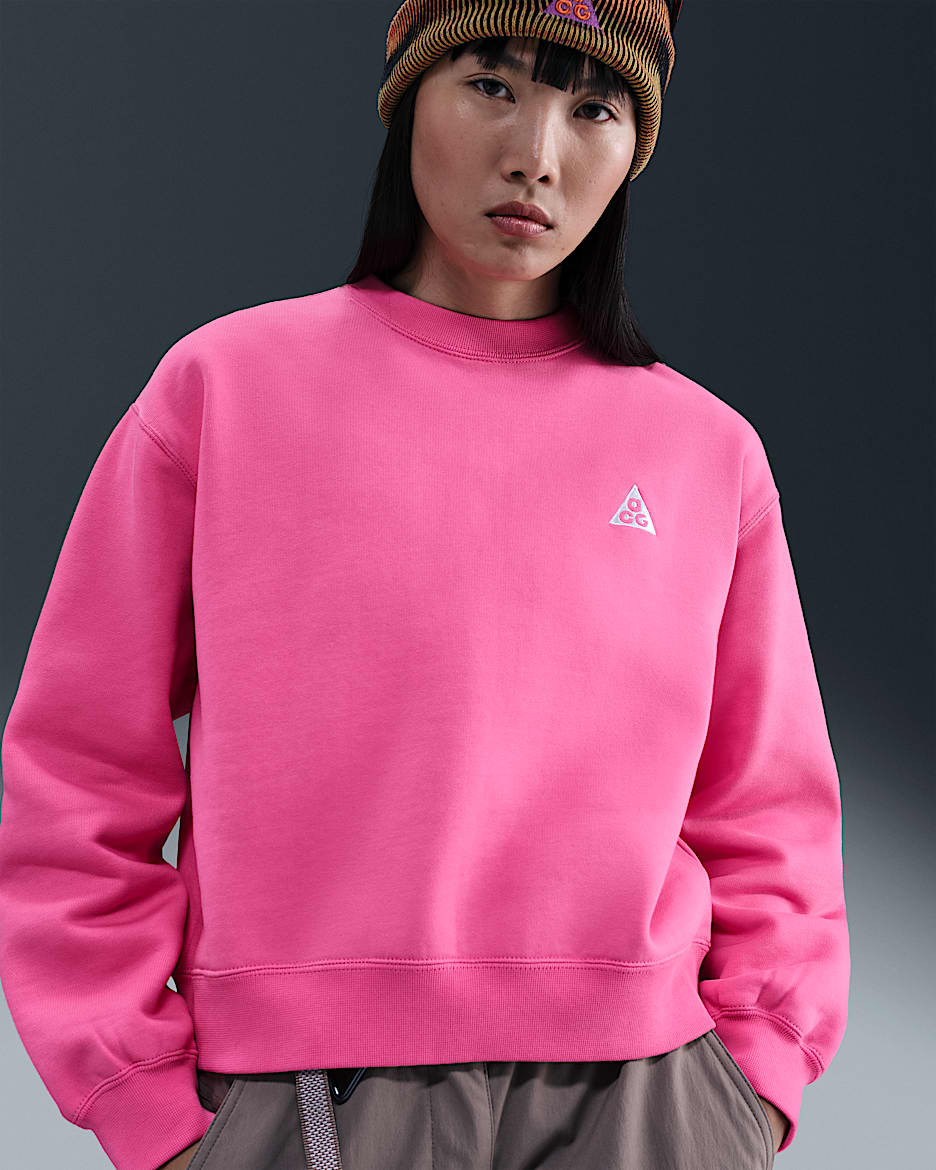 Nike ACG "Tuff Fleece" Women's Crew-Neck Sweatshirt - Pinksicle/Summit White
