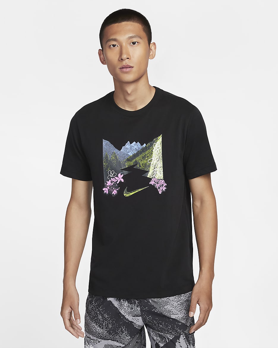 ナイキ メンズ Dri-FIT ランニング Tシャツ - ブラック