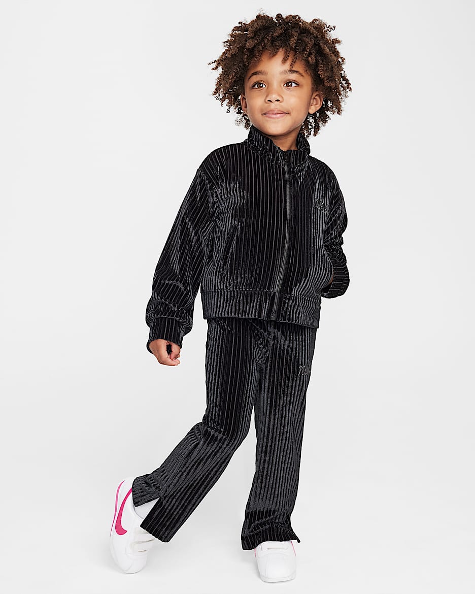 Hyggeligt Nike-løbesæt i to dele i rib til småbørn - sort