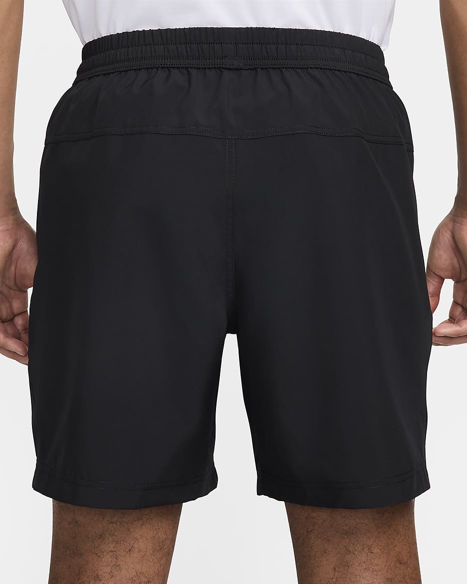 Short de fitness non doublé Dri-FIT 18 cm Nike Form pour homme - Noir/Sundial/Vivid Purple