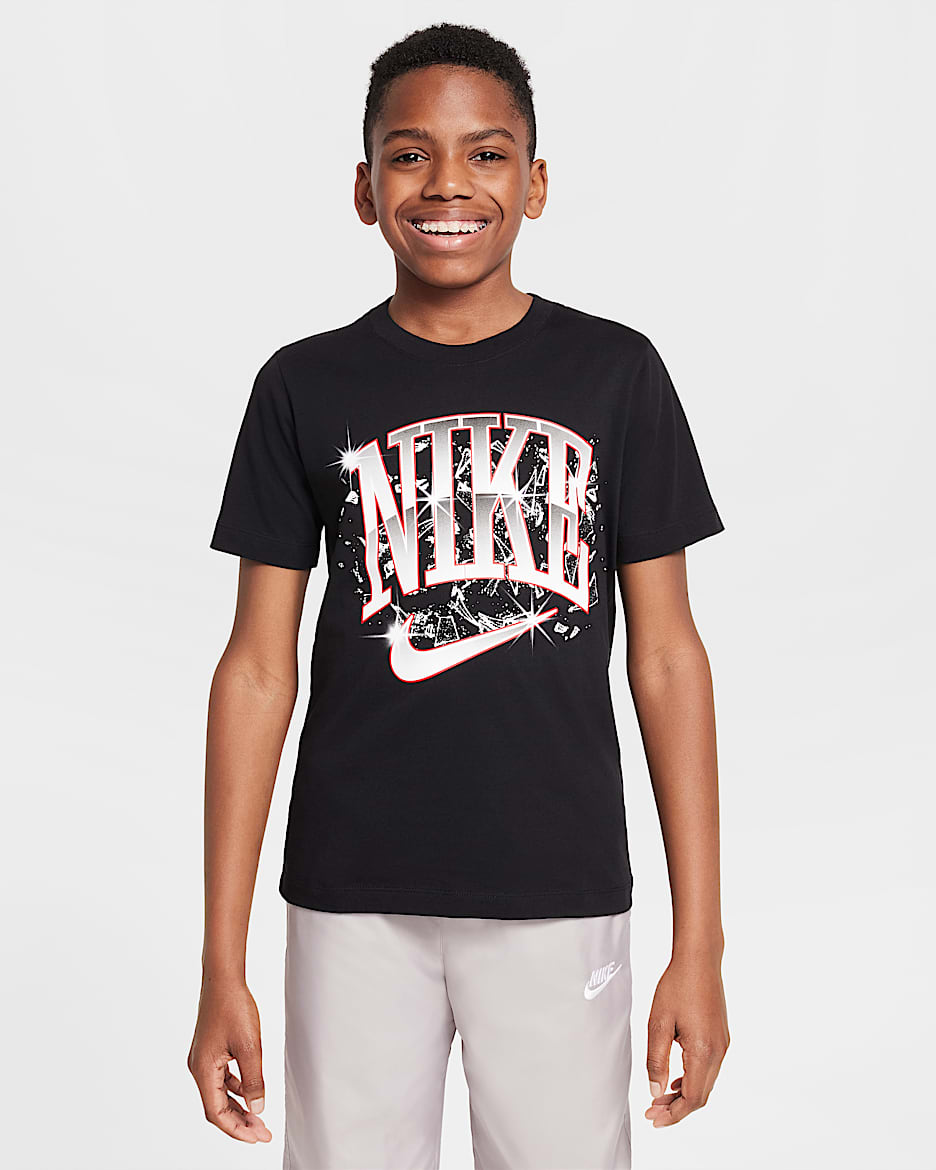 Playera para niños talla grande Nike Sportswear - Negro