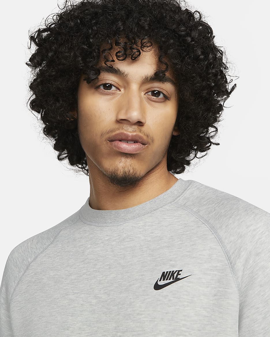 Pánská mikina s kulatým výstřihem Nike Sportswear Tech Fleece - Dark Grey Heather/Černá