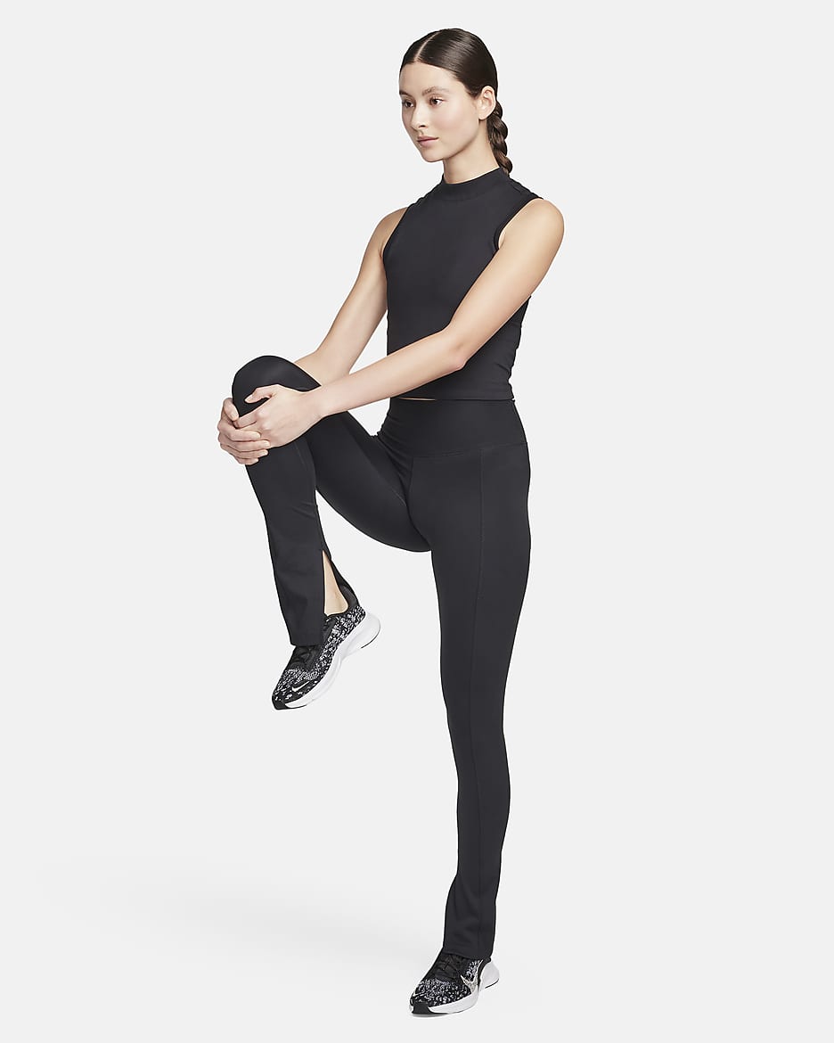 Legging long à taille haute et ourlets fendus Nike One pour femme - Noir