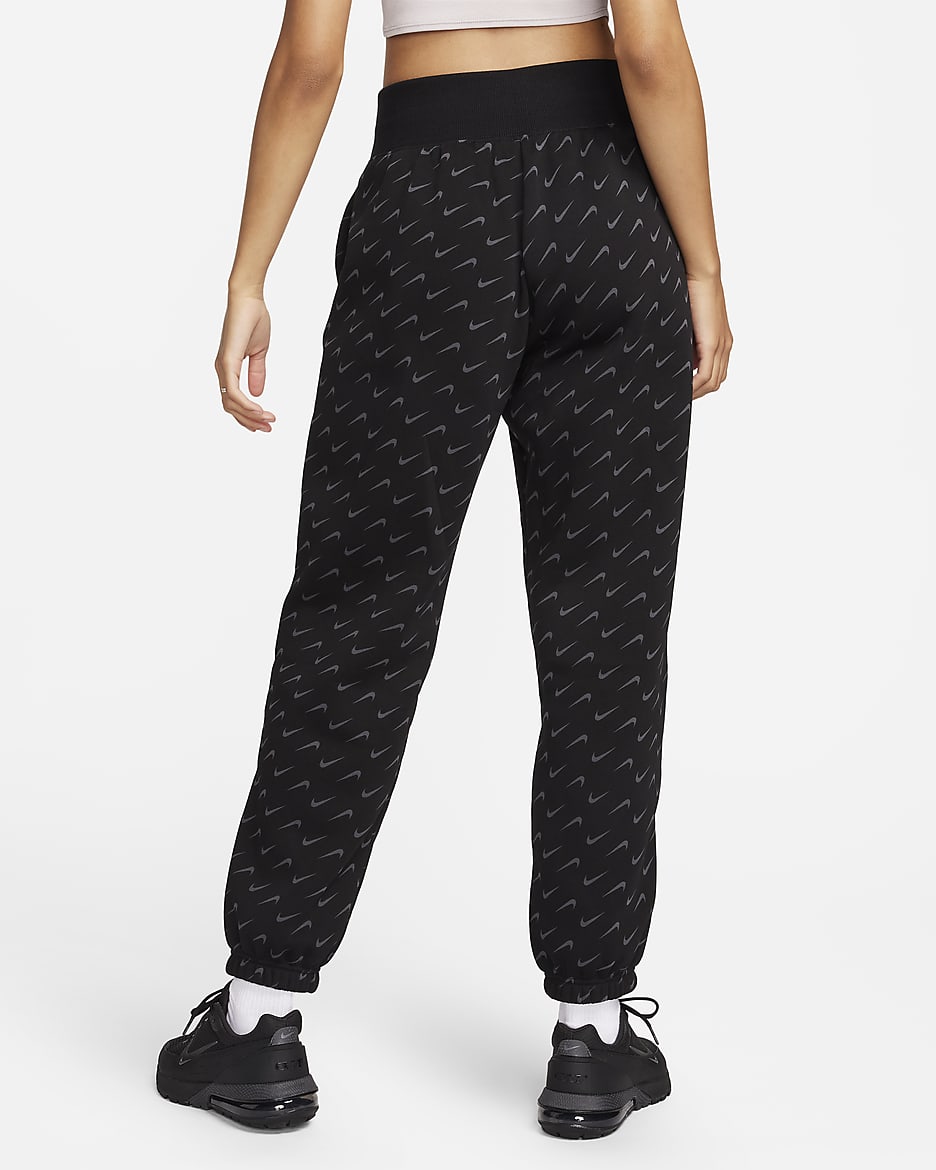 Nike Sportswear Phoenix Fleece Women's Oversized Printed Tracksuit Bottoms - Black