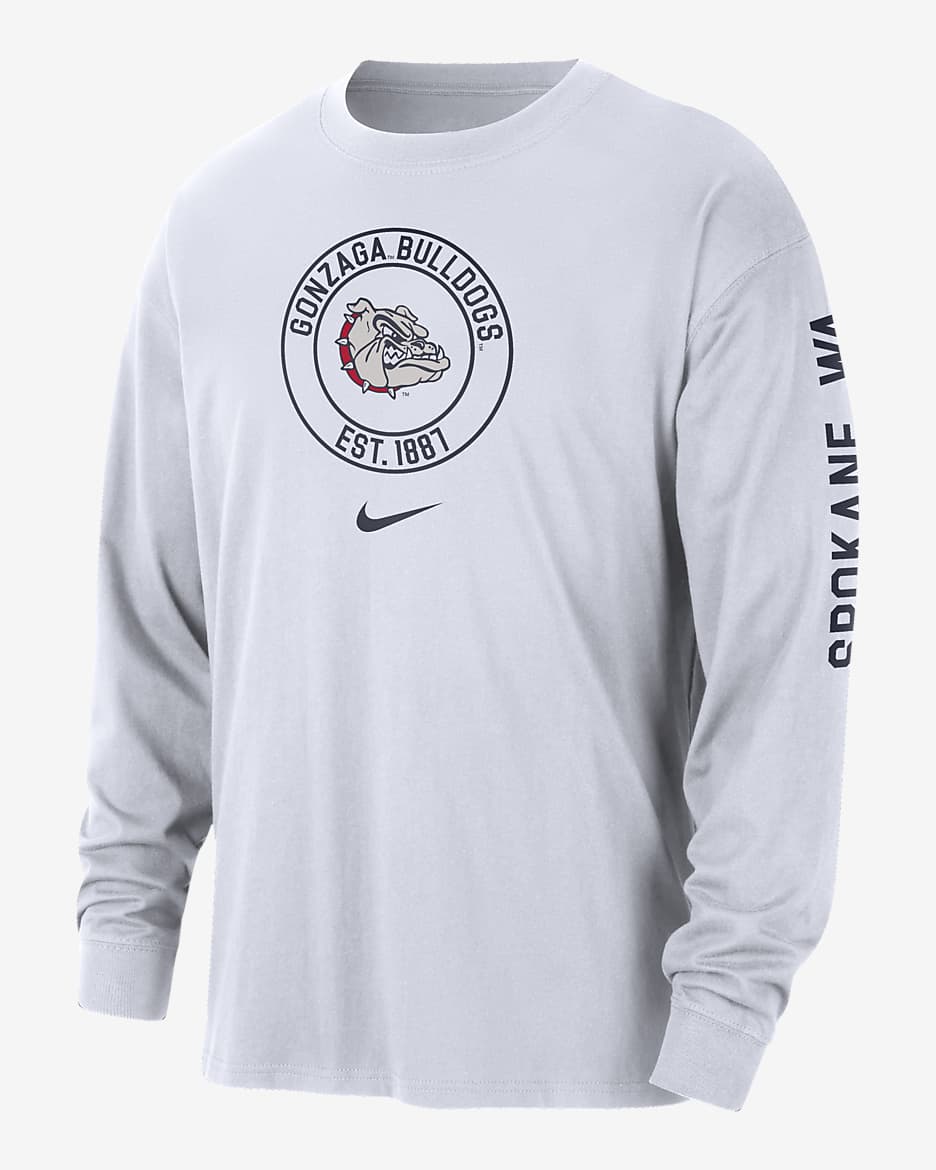 Gonzaga Max90 Men's Nike College Long-Sleeve T-Shirt - White