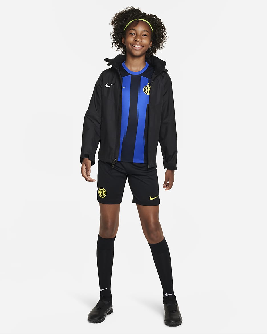 Inter Milan 2023/24 Stadium Home Older Kids' Nike Dri-FIT Football Shirt - Lyon Blue/Black/Vibrant Yellow