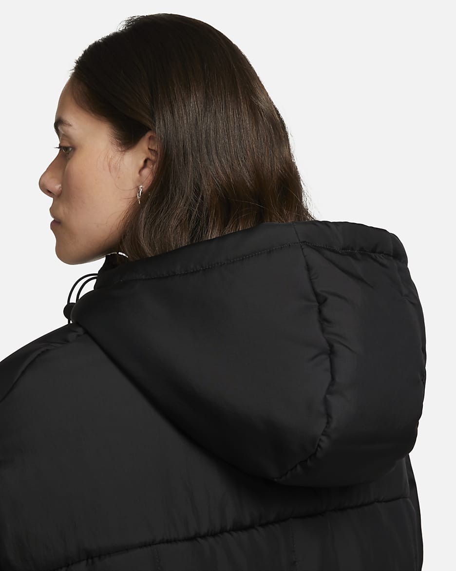 Veste à capuche ample Therma-FIT Nike Sportswear Classic Puffer pour femme - Noir/Blanc