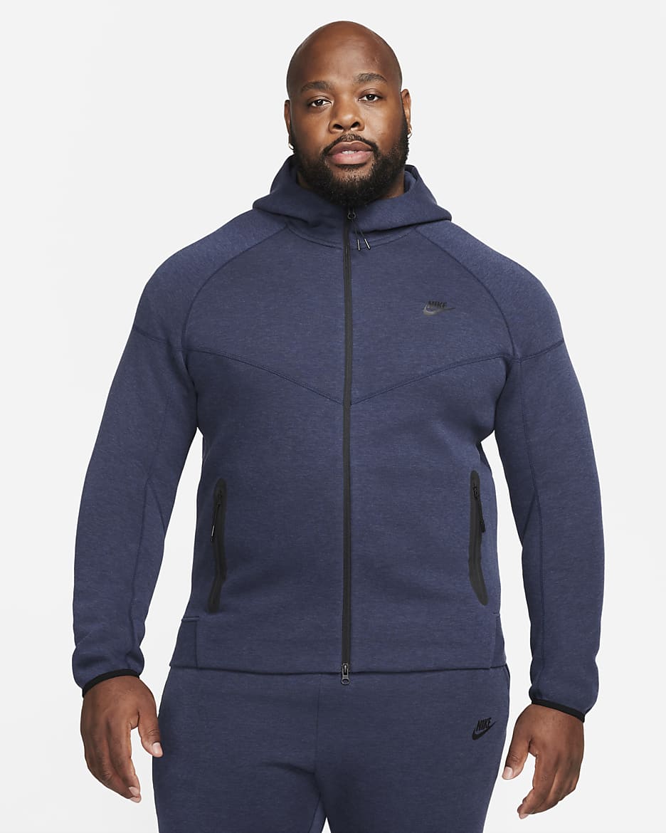 Nike Sportswear Tech Fleece Windrunner Herren-Hoodie mit durchgehendem Reißverschluss - Obsidian Heather/Schwarz