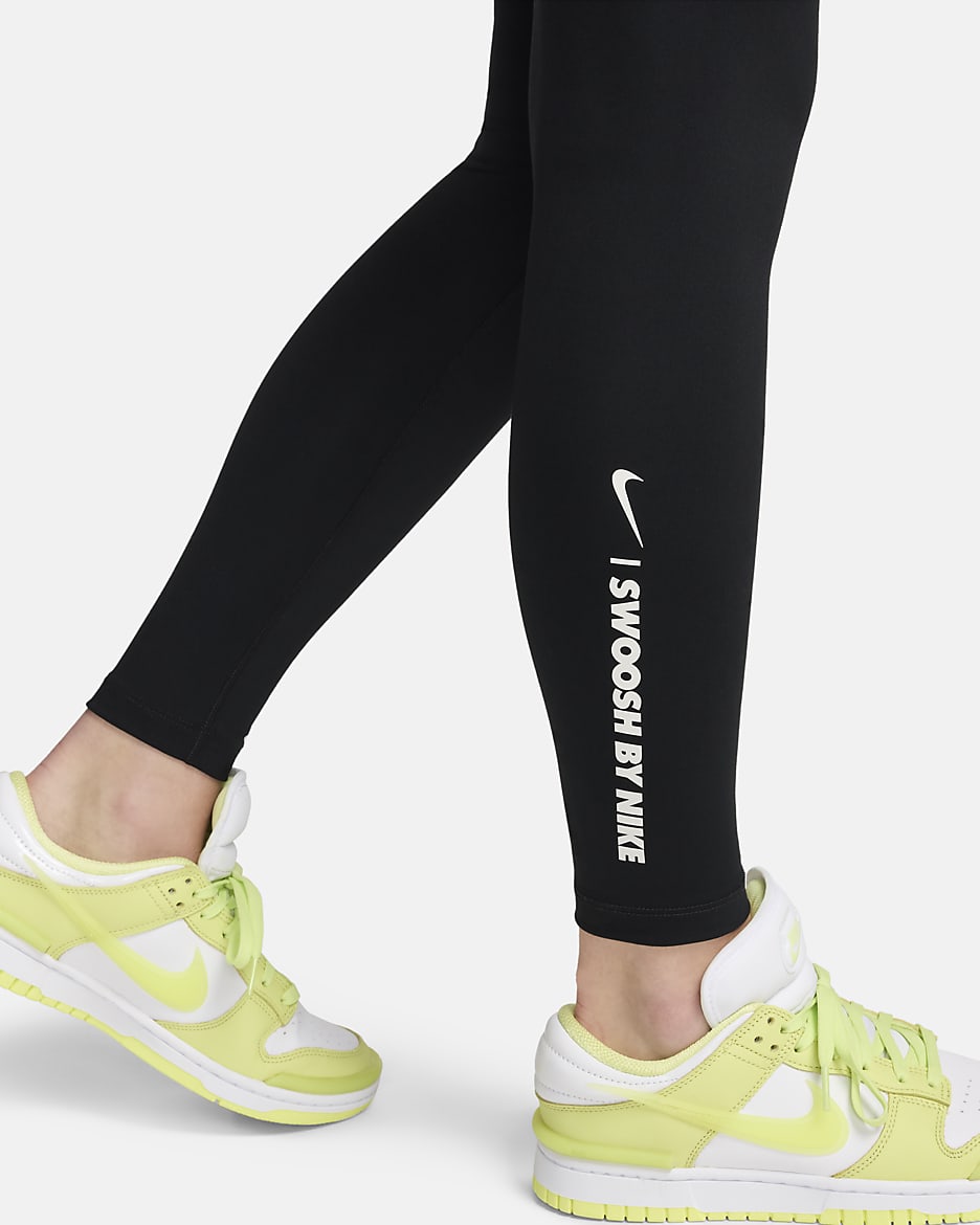 Nike One lange legging met hoge taille voor dames - Zwart/Sail