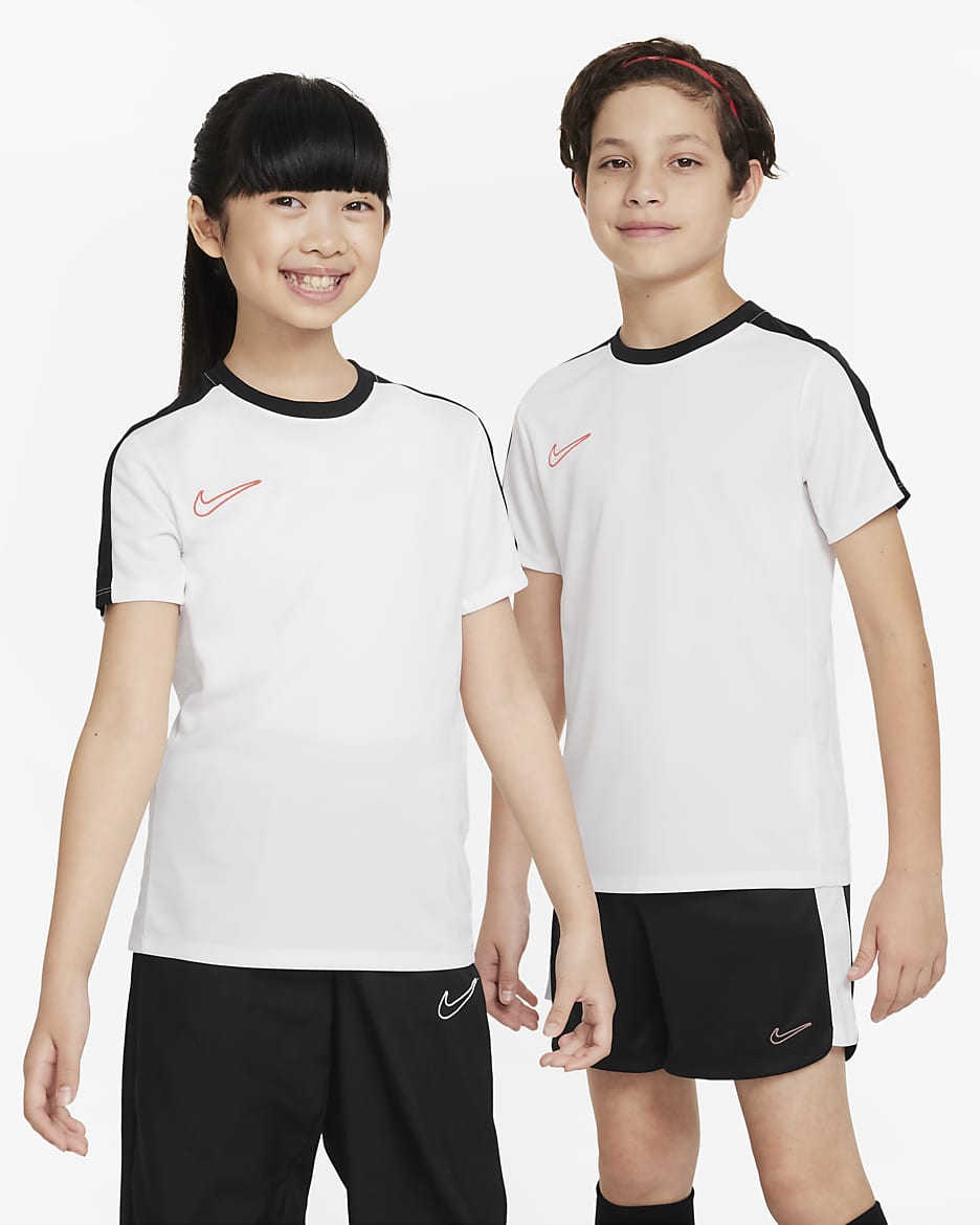 Nike Dri-FIT Academy Kids' Football Top - White/Black/Bright Crimson