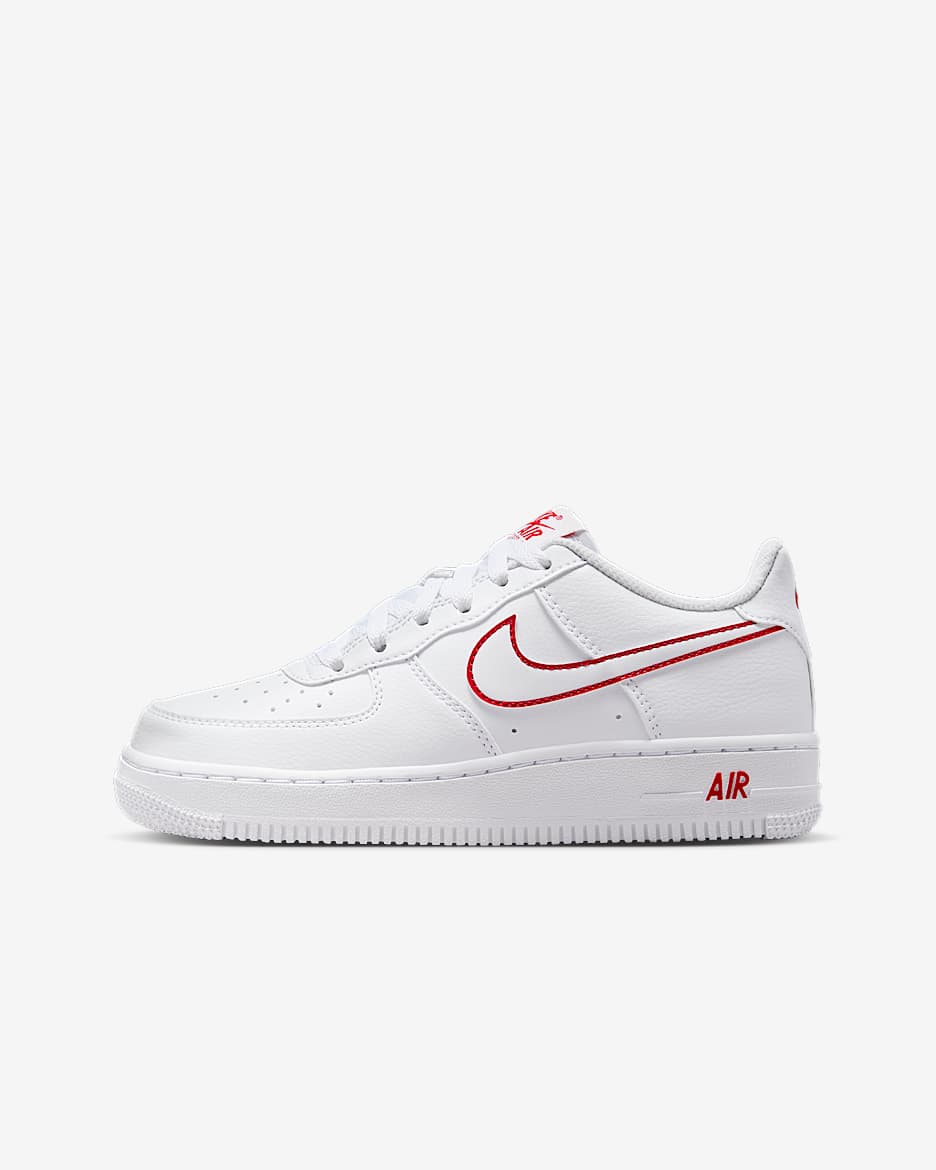 Nike Air Force 1-sko til større børn - hvid/University Red