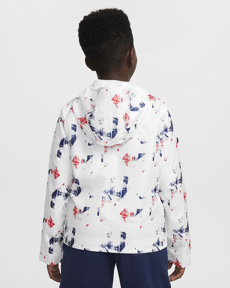 Anorak Nike Football Paris Saint-Germain Amplify Windrunner pour ado (garçon) - Blanc/Blanc/Metallic Gold