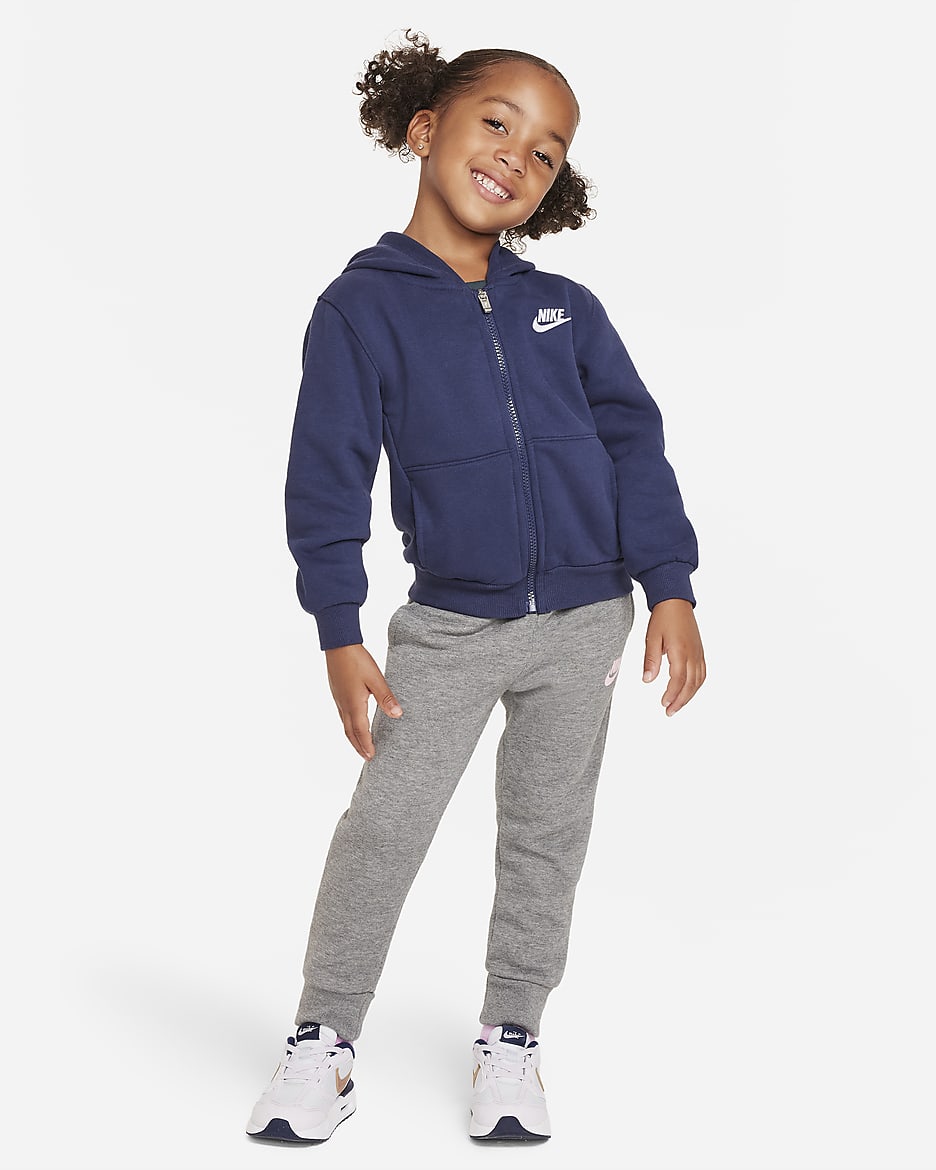 Sudadera con gorro de cierre completo para niño pequeño Nike Sportswear Club Fleece - Azul marino medianoche