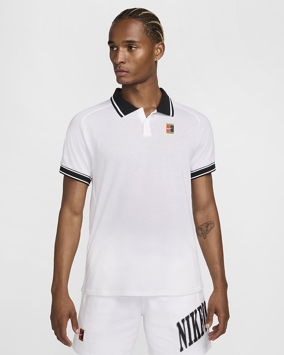 NikeCourt Heritage Men's Tennis Polo - White/Black