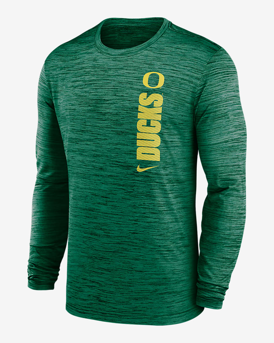 Oregon Ducks Sideline Velocity Men's Nike Dri-FIT College Long-Sleeve T-Shirt - Green