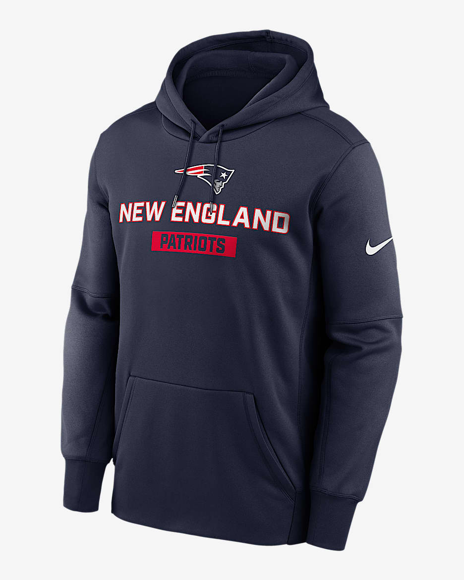 New England Patriots Toss Sweep Men’s Nike Therma NFL Pullover Hoodie - Navy