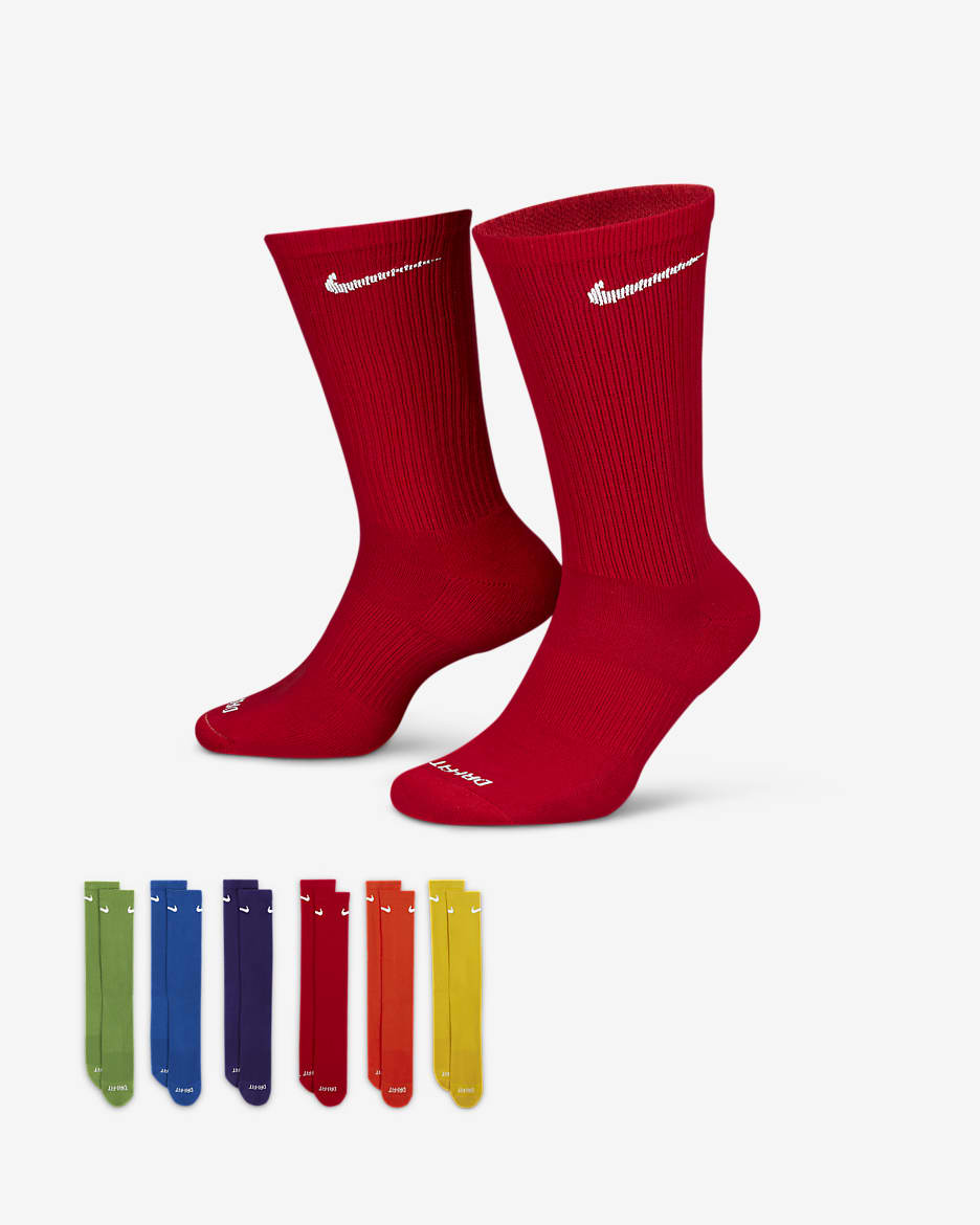 Nike Everyday Plus Cushioned Training Crew Socks (6 Pairs) - Multi-Colour