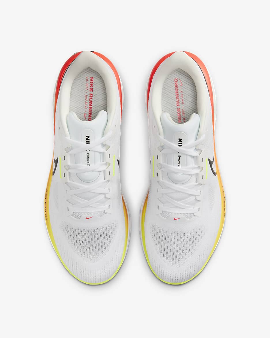 Nike Vomero 17 Men's Road Running Shoes - White/Bright Crimson/Volt/Black