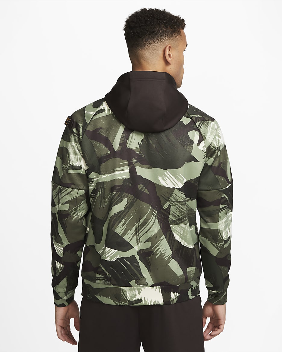 Nike Therma-FIT Men's All-over Camo Fitness Hoodie - Velvet Brown/Coconut Milk