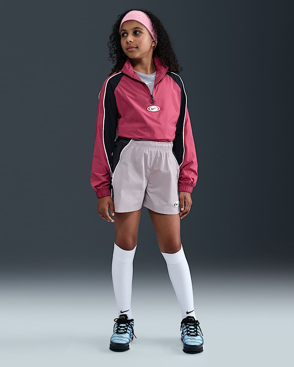 Nike Sportswear Girls' Woven Shorts - Platinum Violet/Black/White/White