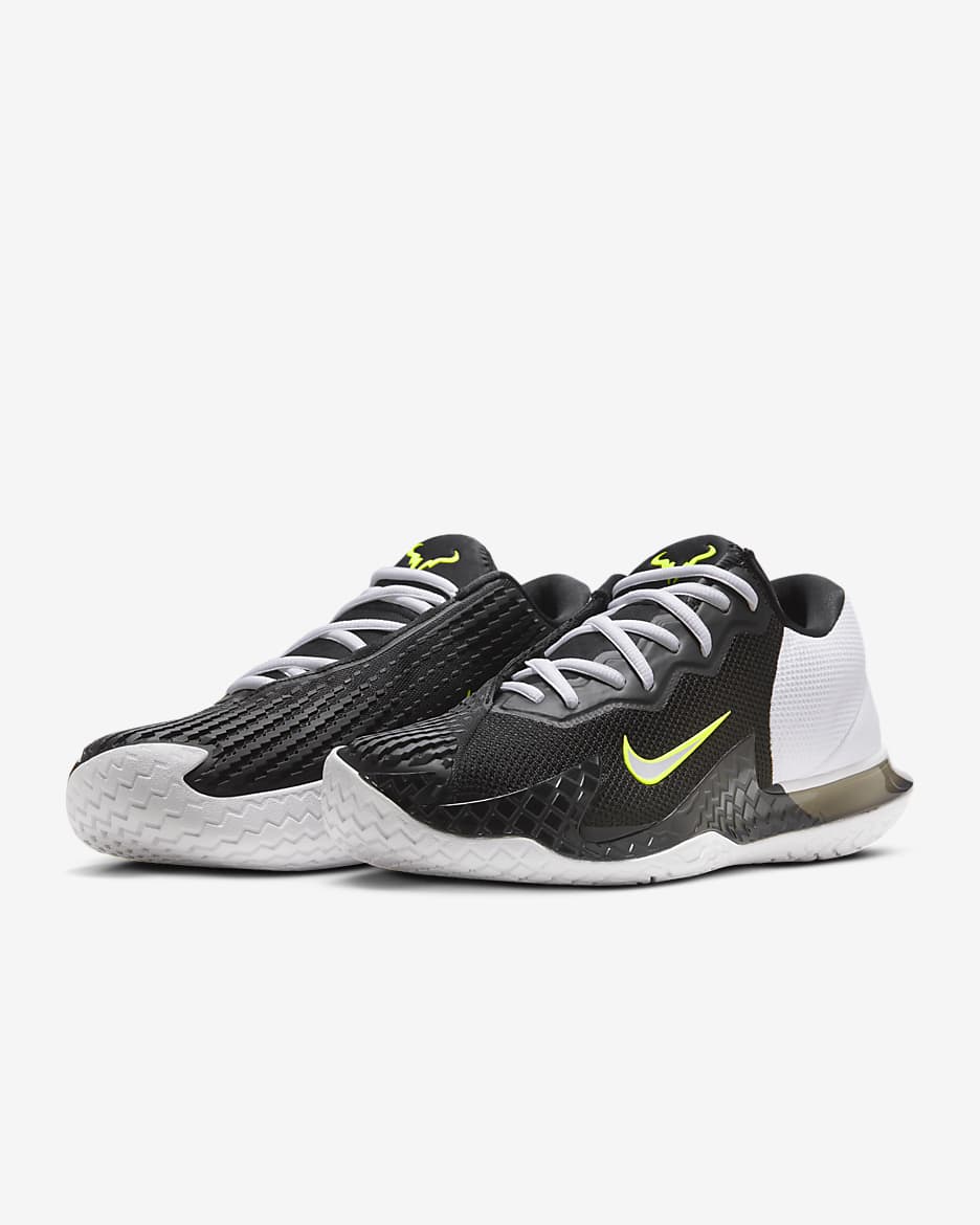 NikeCourt Vapor Cage 4 Rafa Herren-Tennisschuh für Hartplätze - Schwarz/Weiß/Volt/Metallic Silver