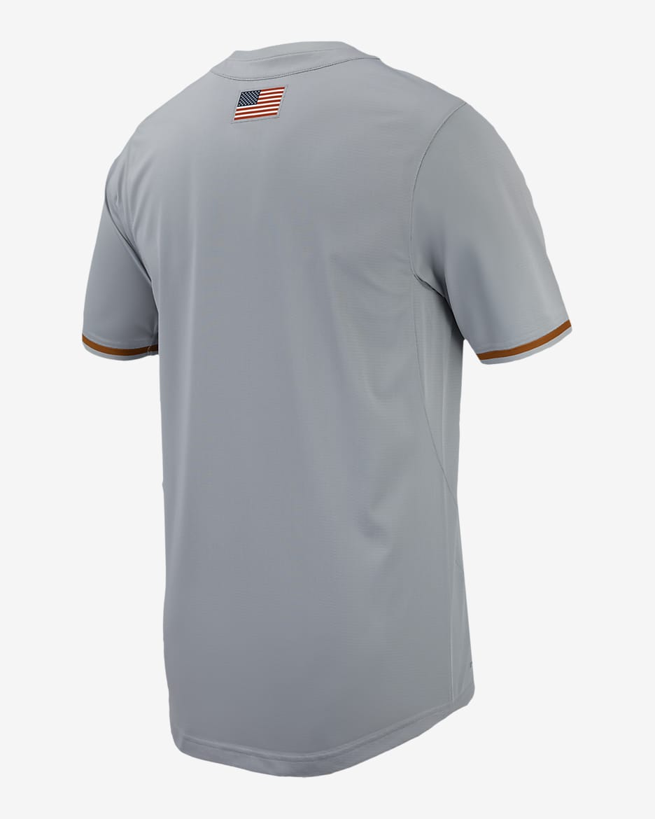 Texas Men's Nike College Replica Baseball Jersey - Wolf Grey