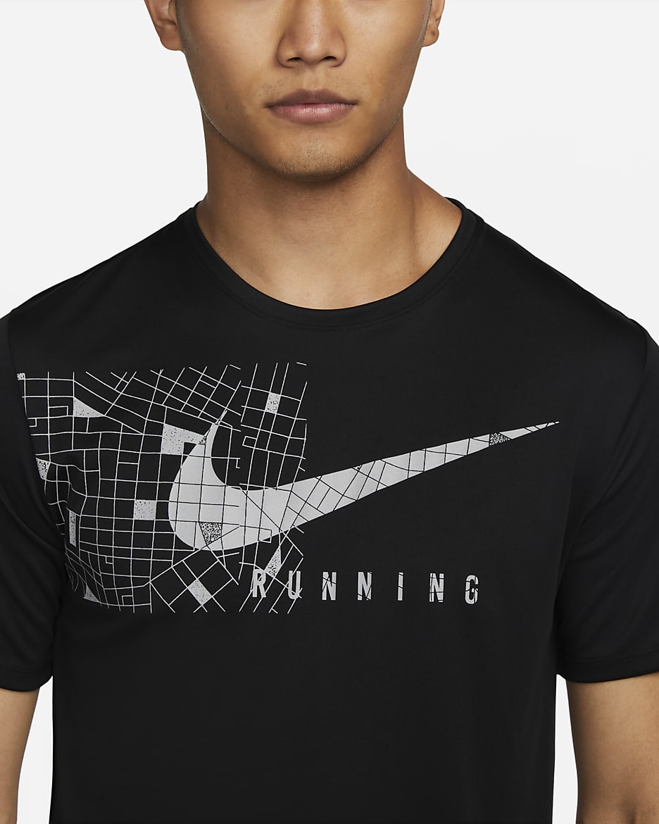 Nike Dri-FIT UV Miler Run Division Men's Short-Sleeve Graphic Running Top - Black