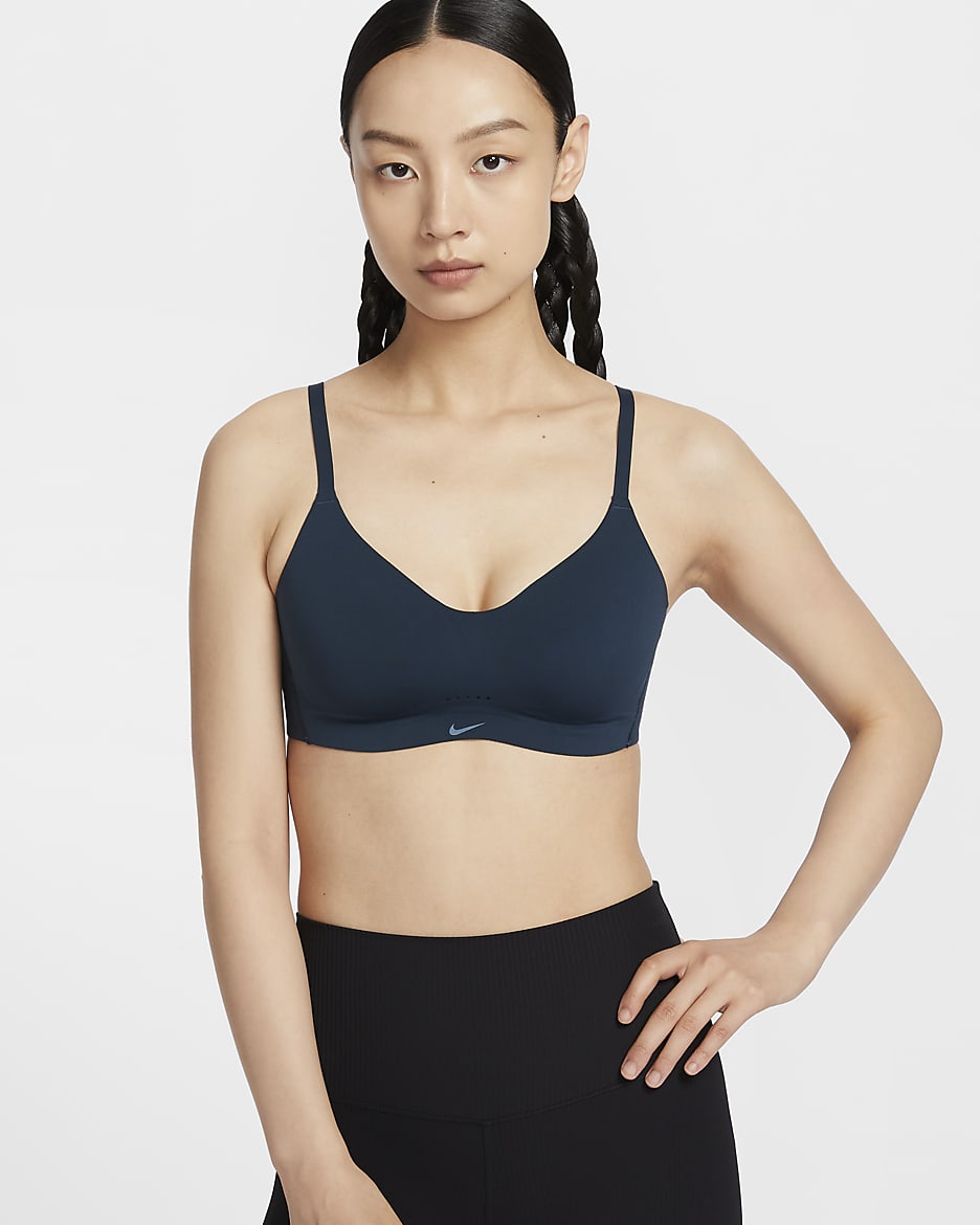 Nike Alate Minimalist Women's Light-Support Padded Convertible Sports Bra - Armory Navy/White