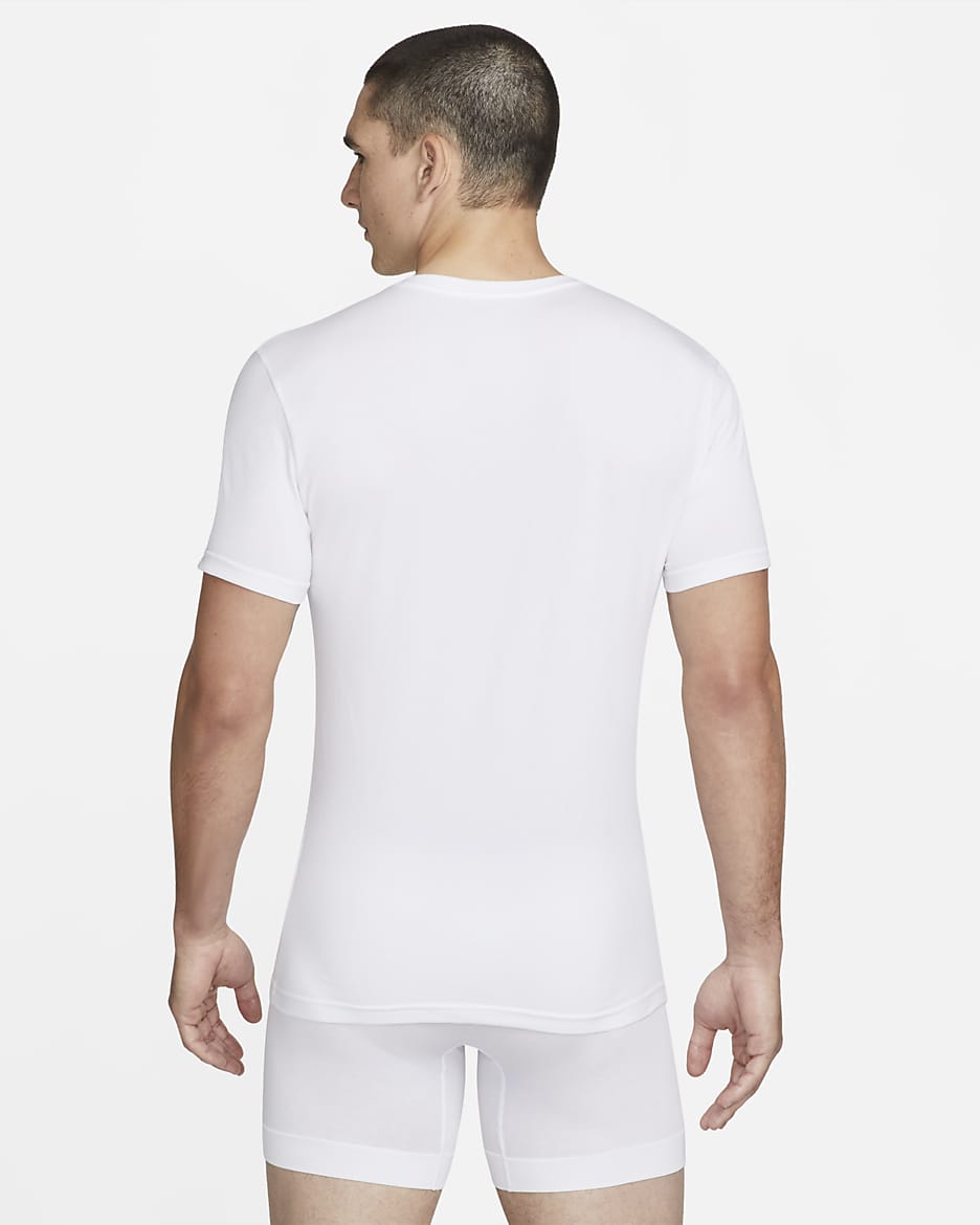 Nike Dri-FIT Essential Cotton Stretch Slim Fit V-Neck Undershirt (2-Pack) - White