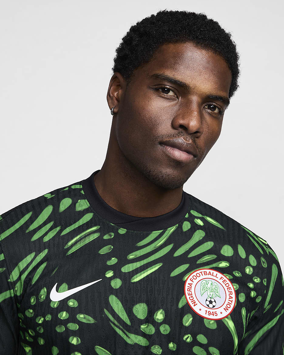 Nigeria 2024 Match Away Men's Nike Dri-FIT ADV Football Authentic Shirt - Black/Lucky Green/White