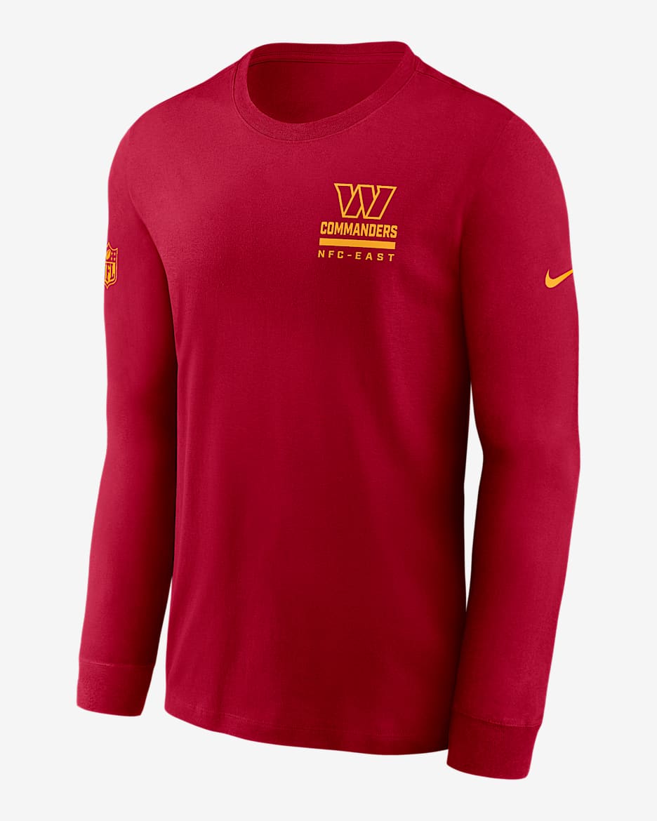Playera de manga larga Nike Dri-FIT de la NFL para hombre Washington Commanders Sideline Team Issue - Rojo