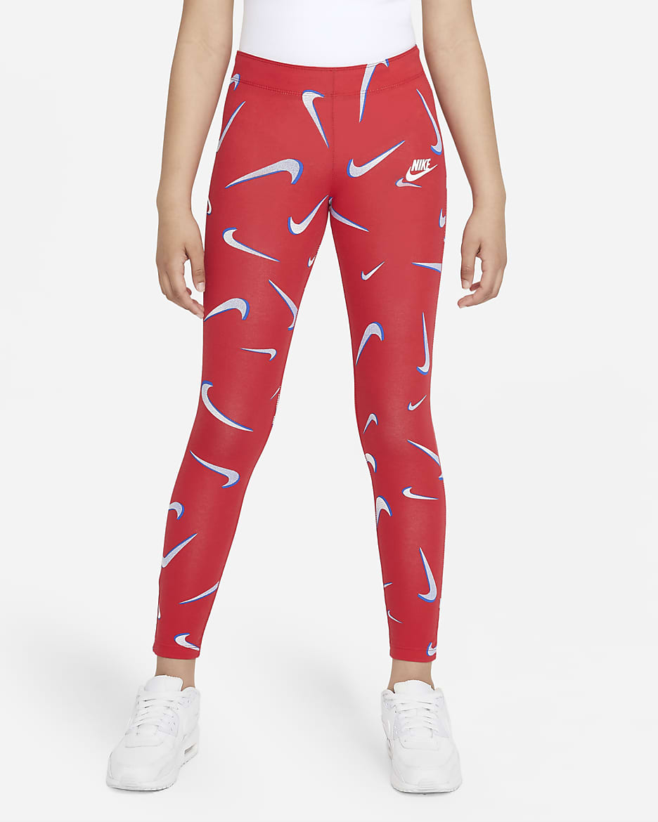 Leggings estampados para niña talla grande Nike Sportswear Favorites - Rojo universitario/Blanco