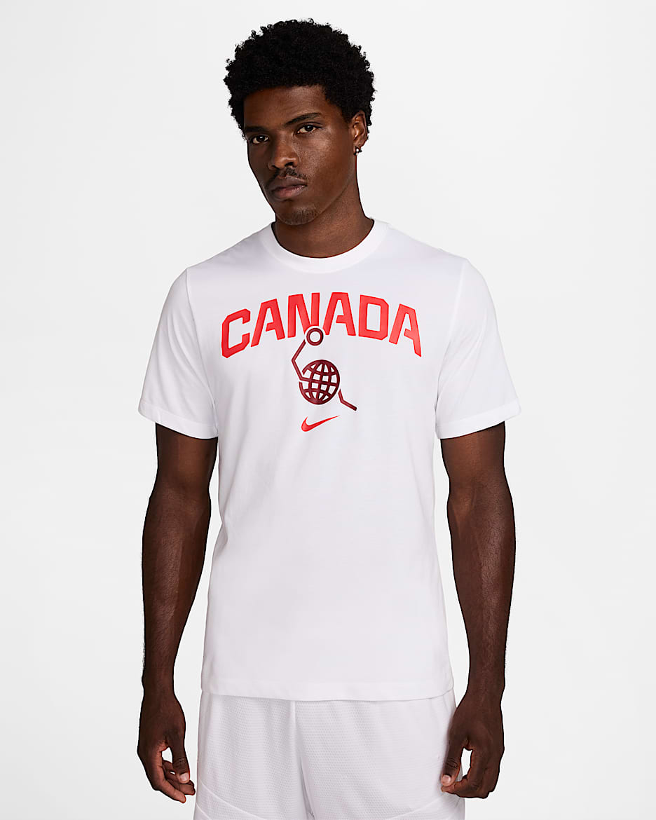 Playera de básquetbol Nike para hombre Canadá - Blanco/Blanco/Rojo team/Rojo reto