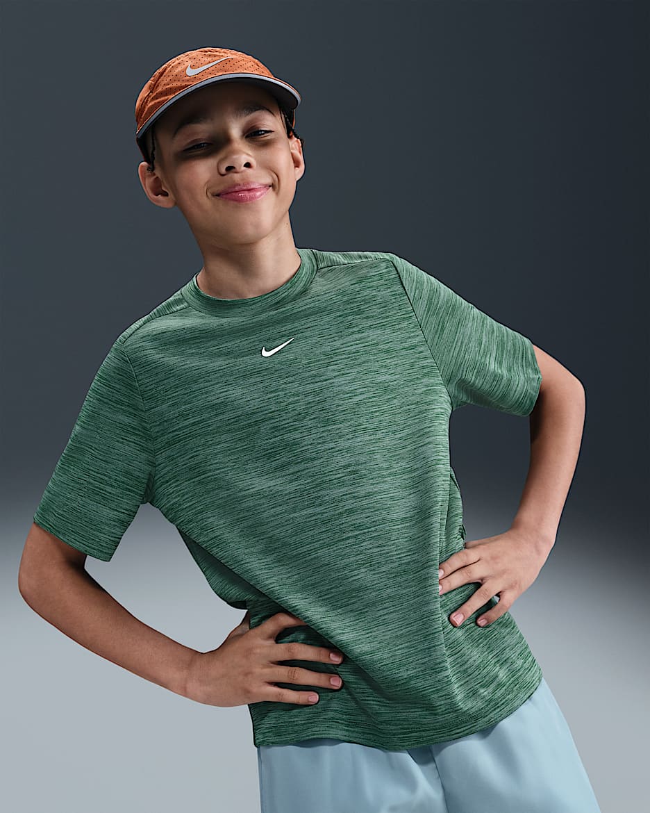 Nike Multi Big Kids' Dri-FIT Short-Sleeve Top - Fir/Clay Green/White