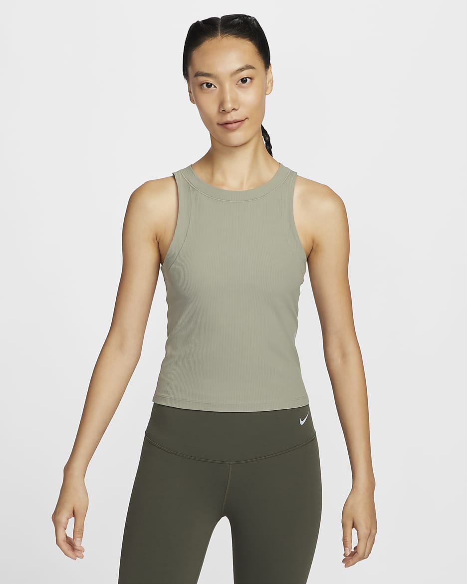 Nike Zenvy Rib Women's Dri-FIT Tank Top - Light Army/White