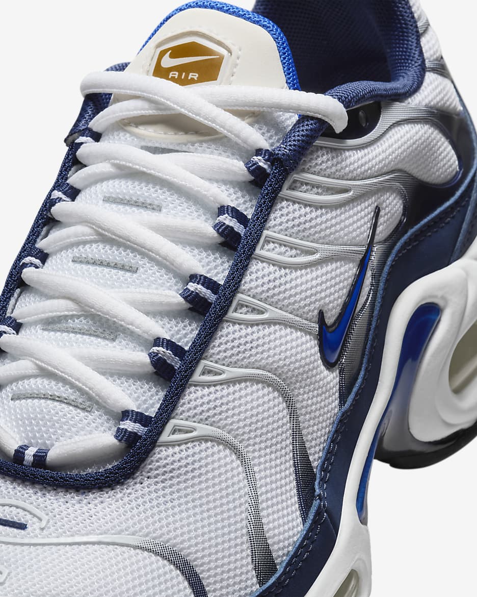 Nike Air Max Plus Older Kids' Shoes - White/Midnight Navy/Bronzine/Hyper Royal