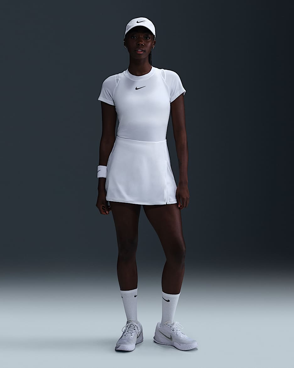 Falda de tenis Dri-FIT recta para mujer Nike Victory - Blanco/Negro