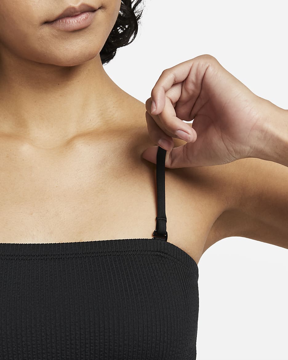 Parte superior de traje de baño tipo bandeau midkini para mujer Nike - Negro