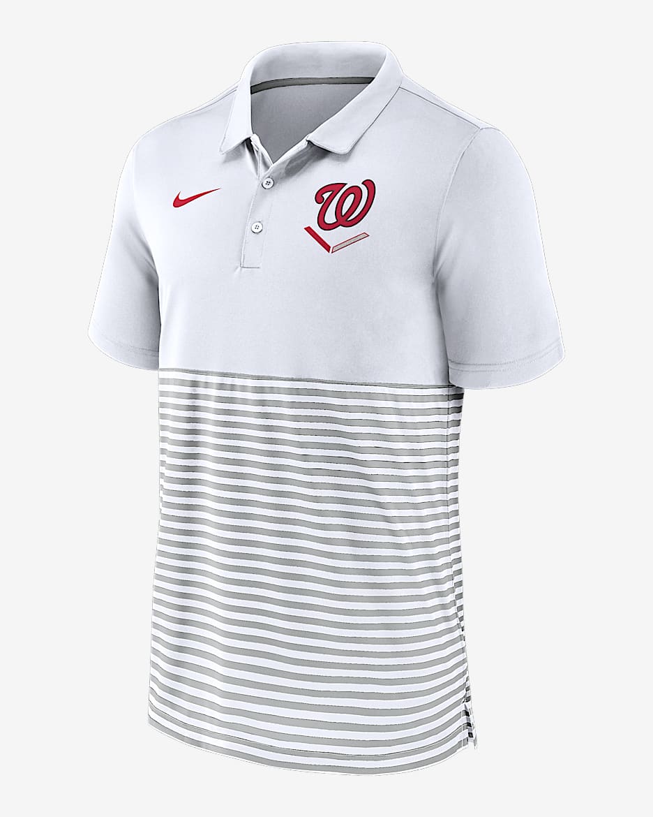 Washington Nationals Home Plate Striped Men's Nike MLB Polo - White