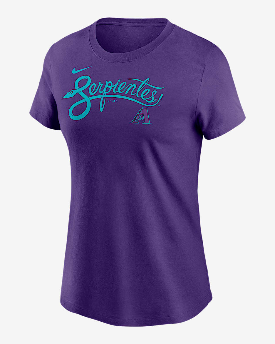 Playera Nike de la MLB para mujer Arizona Diamondbacks City Connect Wordmark - Morado