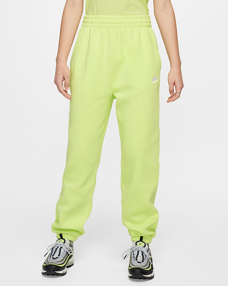 Nike Sportswear Club Fleece Big Kids' Loose Pants - Light Lemon Twist/Light Lemon Twist/White
